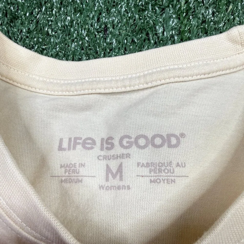 Life Is Good Graphic T Shirt Women's Size M White Long Sleeve Crew Neck Casual - Picture 4 of 7